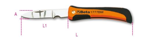 1777BM Behajtható pengéjű kábelblankoló kés, penge nemesacélból, a kábelek csupaszításához - Beta - 017770100