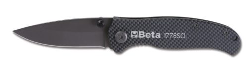 1778SCL Behajtható pengéjű kés soft carbon look kivitel penge edzett acélból tokkal szállítva - Beta - 017780089