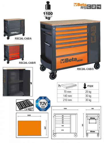 RSC24L-CAB/A-7 FIÓKOS SZERSZÁMKOCSI SZERSZÁMSZEKRÉNNYEL - Beta - 024004477
