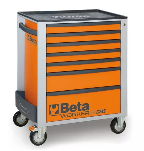 BW 2400S-O7/AUTO Worker 7 fiókos szerszámkocsi 262 darabos szerszámkészlettel, narancs - Beta - 024006851