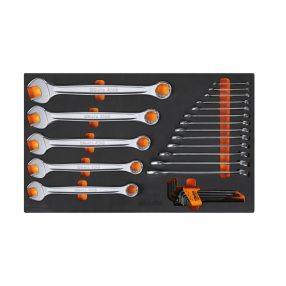   M32 EVA habszivacs tálca csillag-villáskulcsokkal és hajlított imbuszkulcsokkal, colos - Beta - 024500032