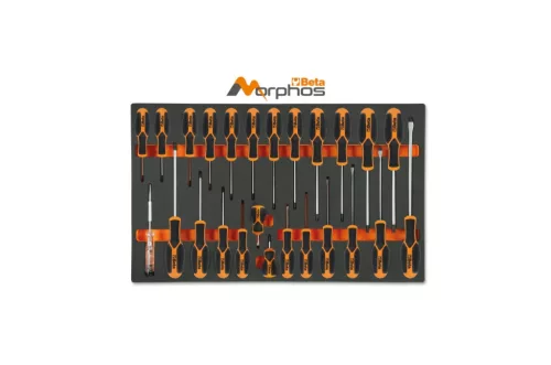 M195MH EVA habszivacs tálca Morphos lapos, Phillips/PH és Torx csavarhúzókkal 25db-os - Beta - 024500196