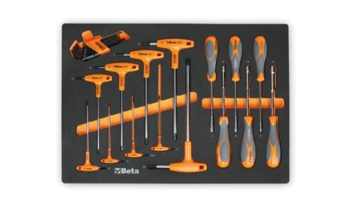 MM60 EVA habszivacs tálca hajlított imbuszkulcsokkal és dugókulcsokkal Torx® csavarokhoz, nagy nyomatékot biztosító markolat - Beta - 024580060
