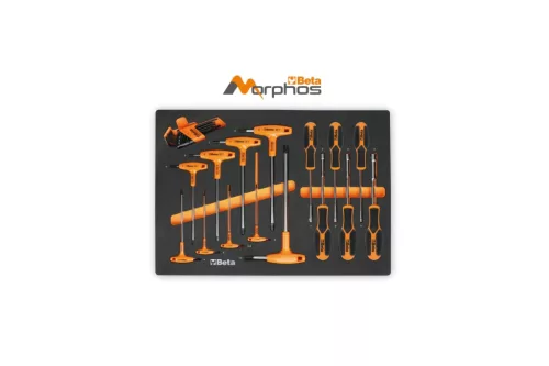 MM60MH EVA habszivacs tálca T-Torx, L-imbusz és Morphos hosszú dugókulcs csavarhúzókkal 23db-os - Beta - 024580072