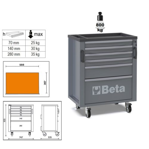 RSC50 2.0 C6 6 fiókos szerszámkocsi az RSC50 2.0 műhelyberendezés összeállításhoz - Beta - 050001206