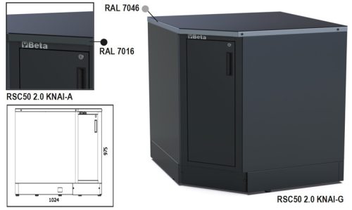 RSC50 2.0 KNAI-G Alsó sarok modul az RSC50 2.0 műhelyberendezés összeállításhoz - Beta - 050001346