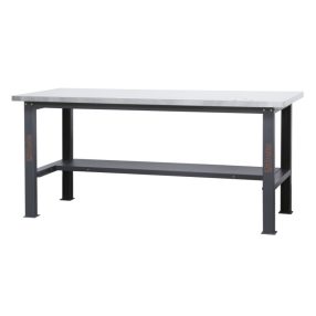   C58BC-X2,1 Egyszerű rozsdamentes acéllal fedett MDF munkalapos munkapad, 2,1 m széles - Beta - 058000626
