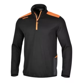  7563N XS Top Line rácsos mikropolár pulóver rövid cipzárral, fekete - Beta - 075630000