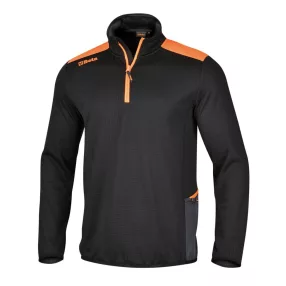   7563N XL Top Line rácsos mikropolár pulóver rövid cipzárral, fekete - Beta - 075630004
