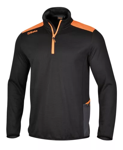 7563N XL Top Line rácsos mikropolár pulóver rövid cipzárral, fekete - Beta - 075630004