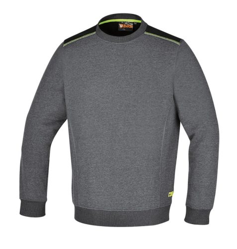 7642G/XXXL Kerek nyakú, hosszú ujjú felső, 240 g/m2,60% pamut, 40% poliészter,melange szürke – fekete betétekkel - Beta - 076420006