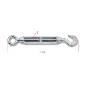 8006ZS M8 Feszítőszerelvény horoggal és szemmel, galvanizált - Beta - 080060708   8006ZS M8 Feszítőszerelvény horoggal és szemmel, galvanizált - Beta - 080060708