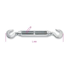 8007Z M14 Mindkét oldalon horgos feszítőszerelvény, galvanizált - Beta - 080070114   8007Z M14 Mindkét oldalon horgos feszítőszerelvény, galvanizált - Beta - 080070114