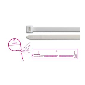   BMB1025V0 Önkioltó műanyag kábelkötegelő szalag, fehér - Beta - BMB1025V0