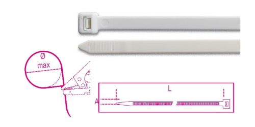 BMB1025V0 Önkioltó műanyag kábelkötegelő szalag, fehér - Beta - BMB1025V0