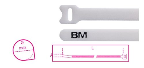 BMBV2319 Tépőzáras kábelkötegelő szalag, fehér - Beta - BMBV2319