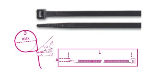 BMN2412 Műanyag kábelkötegelő szalag, fekete, UV-álló - Beta - BMN2412