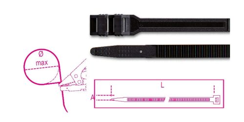 BMN2690 Műanyag kábelkötegelő szalag, fekete, UV-álló - Beta - BMN2690