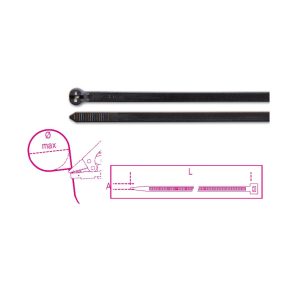  BMNL3776 Acélfogas műanyag kábelkötegelő szalag, fekete, UV-álló - Beta - BMNL3776