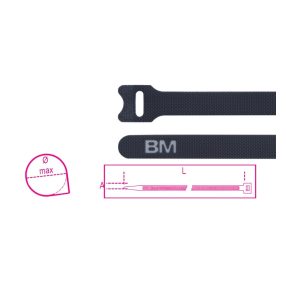   BMNV2312 Tépőzáras kábelkötegelő szalag, fekete - Beta - BMNV2312