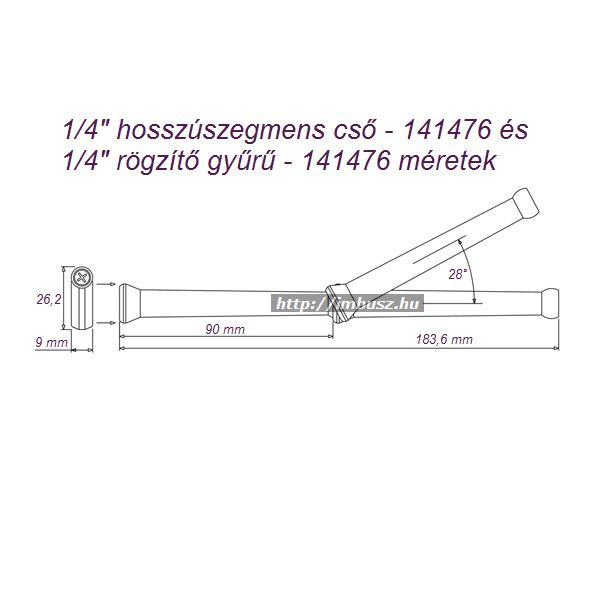 1/4x4x90mm hosszúszegmens cső és rögzítő gyűrű készlet (8 részes) - Loc-Line - 41475