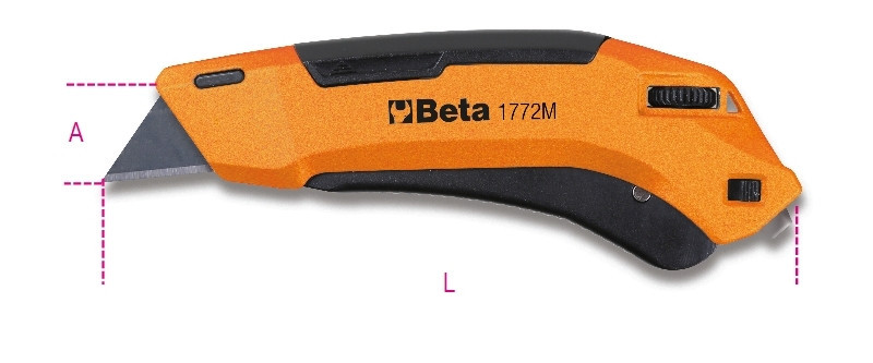 1772M Kés behúzható biztonsági pengével 3 pengével szállítjuk - Beta - 017720040 1772M Kés behúzható biztonsági pengével 3 pengével szállítjuk - Beta - 017720040