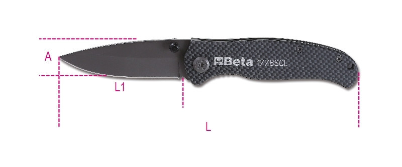1778SCL Behajtható pengéjű kés soft carbon look kivitel penge edzett acélból tokkal szállítva - Beta - 017780089 1778SCL Behajtható pengéjű kés soft carbon look kivitel penge edzett acélból tokkal szállítva - Beta - 017780089