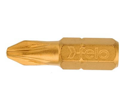 PZ2x25mm PZ bit / Pozidriv bithegy TiN bevonattal C 6,3 1/4 - Felo - 02102070