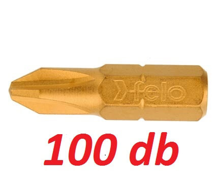 PH2x25mm Phillips PH bit / bithegy TiN bevonattal C 6,3 1/4 (100db) - Felo - 02202077