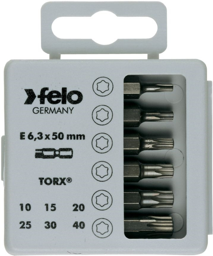 T10-T40 Torx Profi Bit Box készlet E 6,3x50mm - Felo - 03691516