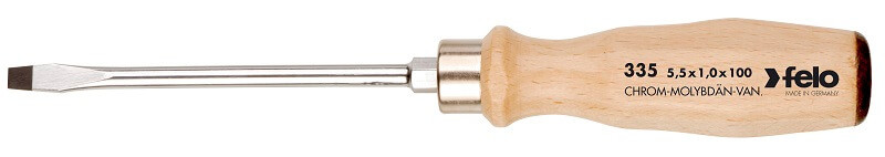 4,5x0,8x90mm fanyelű gépi lapos csavarhúzó ergonomikus bükkfa markolattal - Felo - 33504590