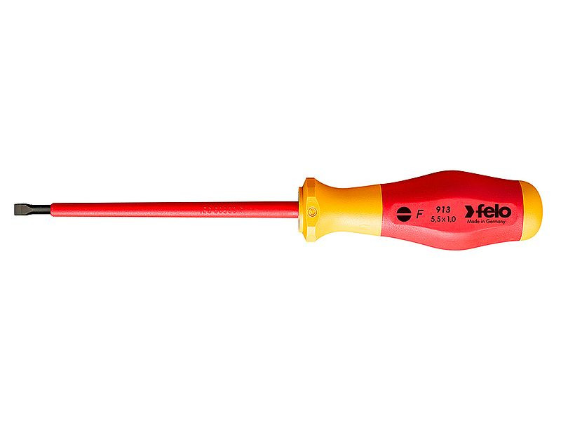 6,5x1,2x150mm No.9 szigetelt lapos csavarhúzó 2K markolattal (EN60900 AC 1000V) - Felo - 91306590