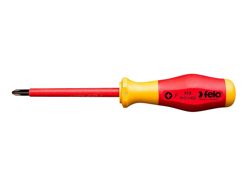 PH2x100mm No.9 szigetelt Phillips csillagcsavarhúzó 2K markolattal (EN60900 AC 1000V) - Felo - 91420390