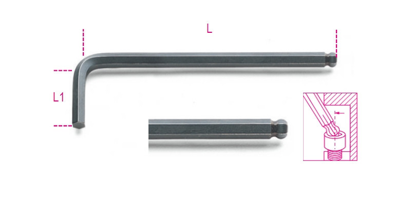 96BP 12 mm Hajlított gömbfejű imbuszkulcs, barnított - Beta - 000960973