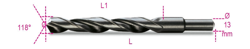 410A 16,50 Rövid nagyméretű csigafúró 13 mm-es hengeres szárral, HSS, hengerelt, barnított - Beta - 004100292