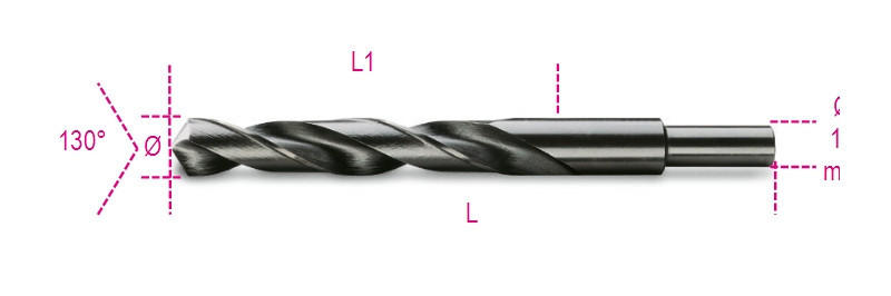 412A 19,00 Rövid nagyméretű csigafúró 13 mm-es hengeres szárral, HSS, köszörült, barnított - Beta - 004120218