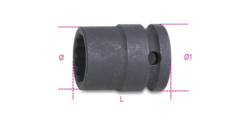 720B 27 Tizenkétszögű gépi dugókulcs, 1/2"-os négyszögletes csatlakozó, standard sorozat, foszfátozott - Beta - 007201027