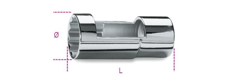960A 27 1/2"-os nyitott dízel porlasztócsúcs kiszedő dugókulcs, krómozott, tizenkétszögű - Beta - 009600017