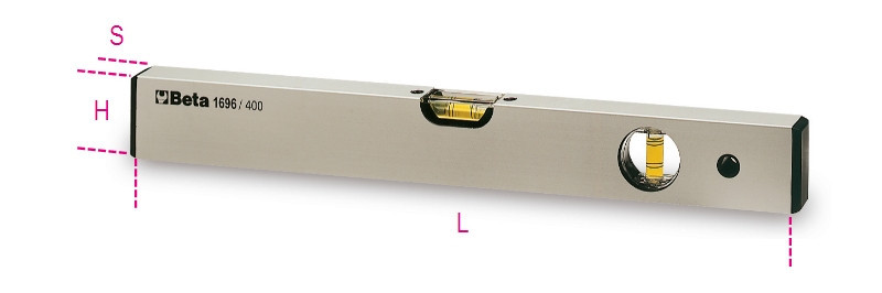 1696 1000 Vízmérték eloxált alumíniumból, 2 törésbiztos libella, pontosság: 1 mm/m - Beta - 016960010