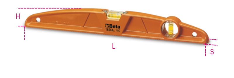 1696A 300 Vízmérték présöntött alumíniumból, 1 mérőfelület, 2 törésbiztos libellával, pontosság: 1 mm/m - Beta - 016960103