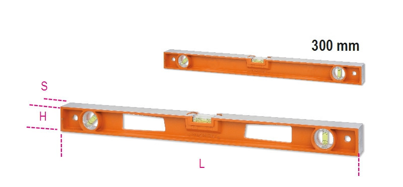 1696D 400 Vízmérték présöntött alumíniumból fogantyúval 4 finoman megmunkált mérőfelület és 3 törésbiztos libella Pontosság: 1 mm/m - Beta - 016960354