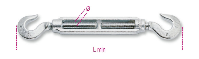 8007Z M14 Mindkét oldalon horgos feszítőszerelvény, galvanizált - Beta - 080070114