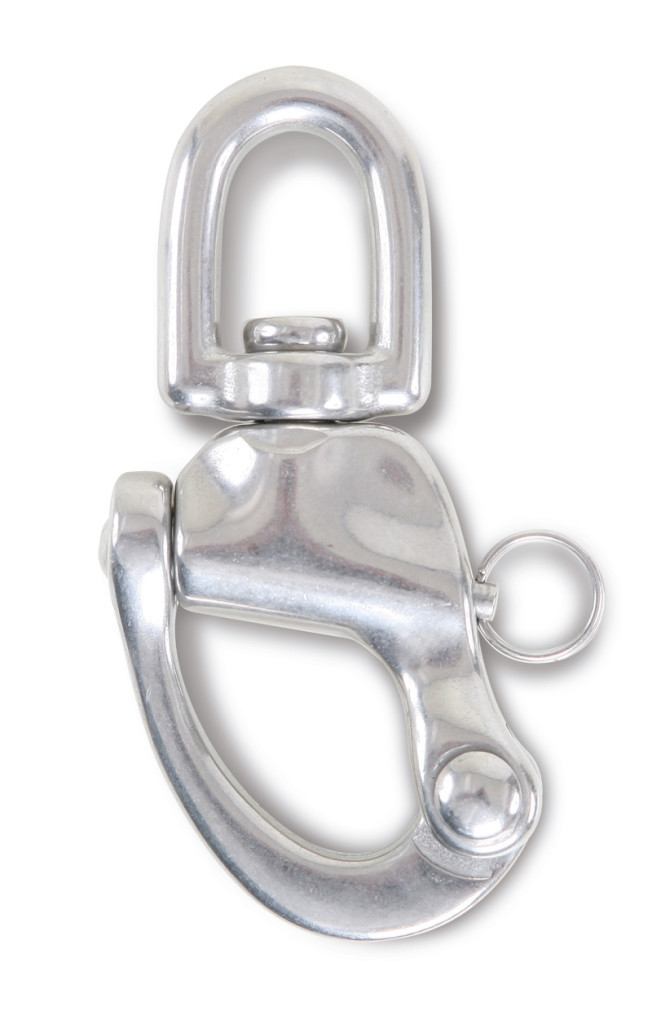 8273 12 Karabiner horog gyorscsatlakozóval és szemes forgószem Nemesacél AISI 316 - Beta - 082730012
