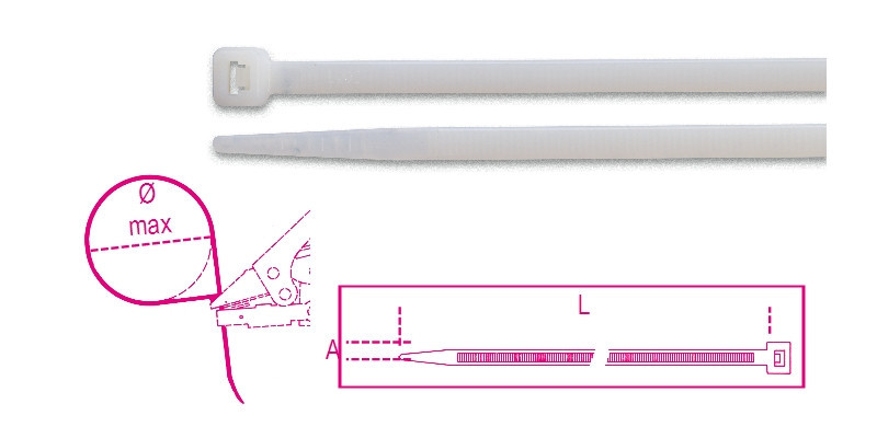 BMB5476 Műanyag kábelkötegelő szalag, natúr - Beta - BMB5476